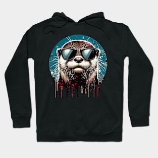 Funny Otter in Sunglasses Street Art Summer Hoodie